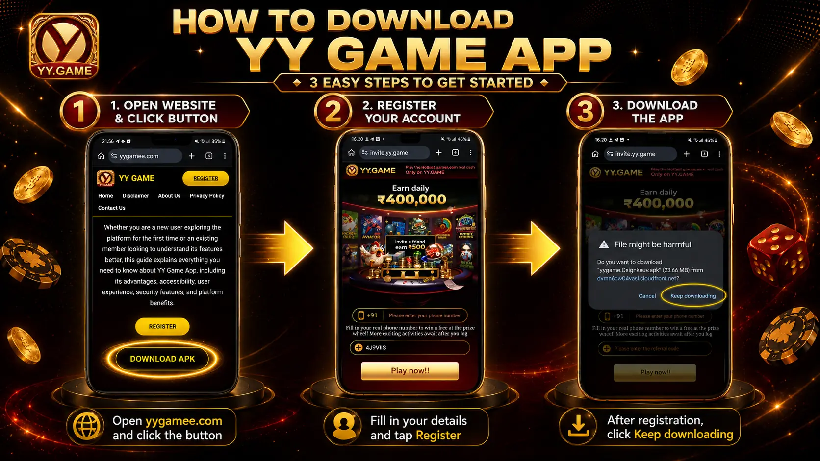 YY Game download guide showing how to get the app